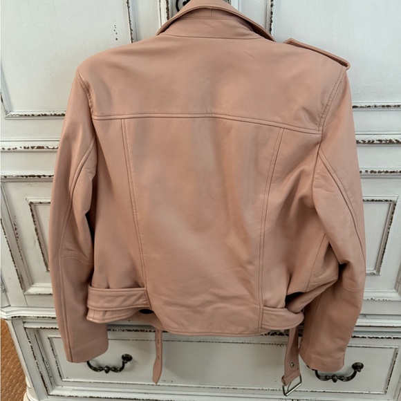 pink lamb leather motorcycle jacket - Picture 2 of 2